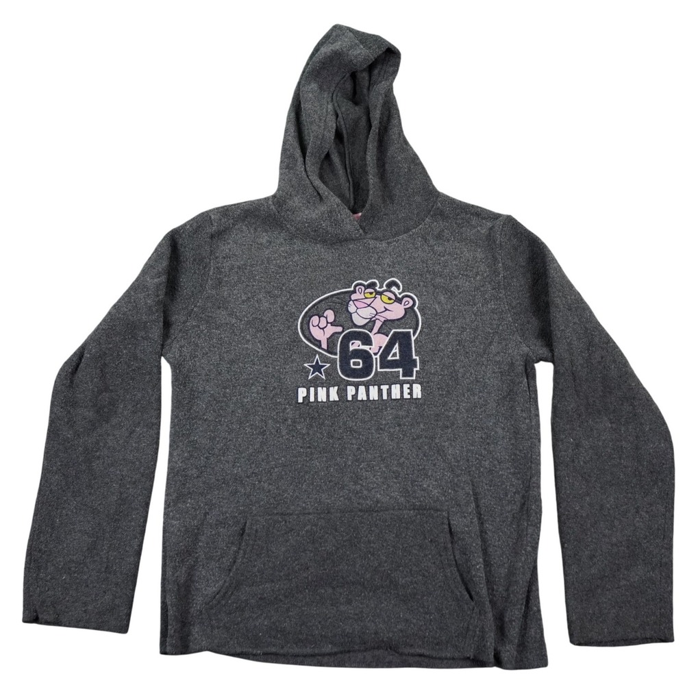 VTG Pink Panther Hoodie Women Large Charcoal Grey 2002 Y2K Jerry Leigh Pullover